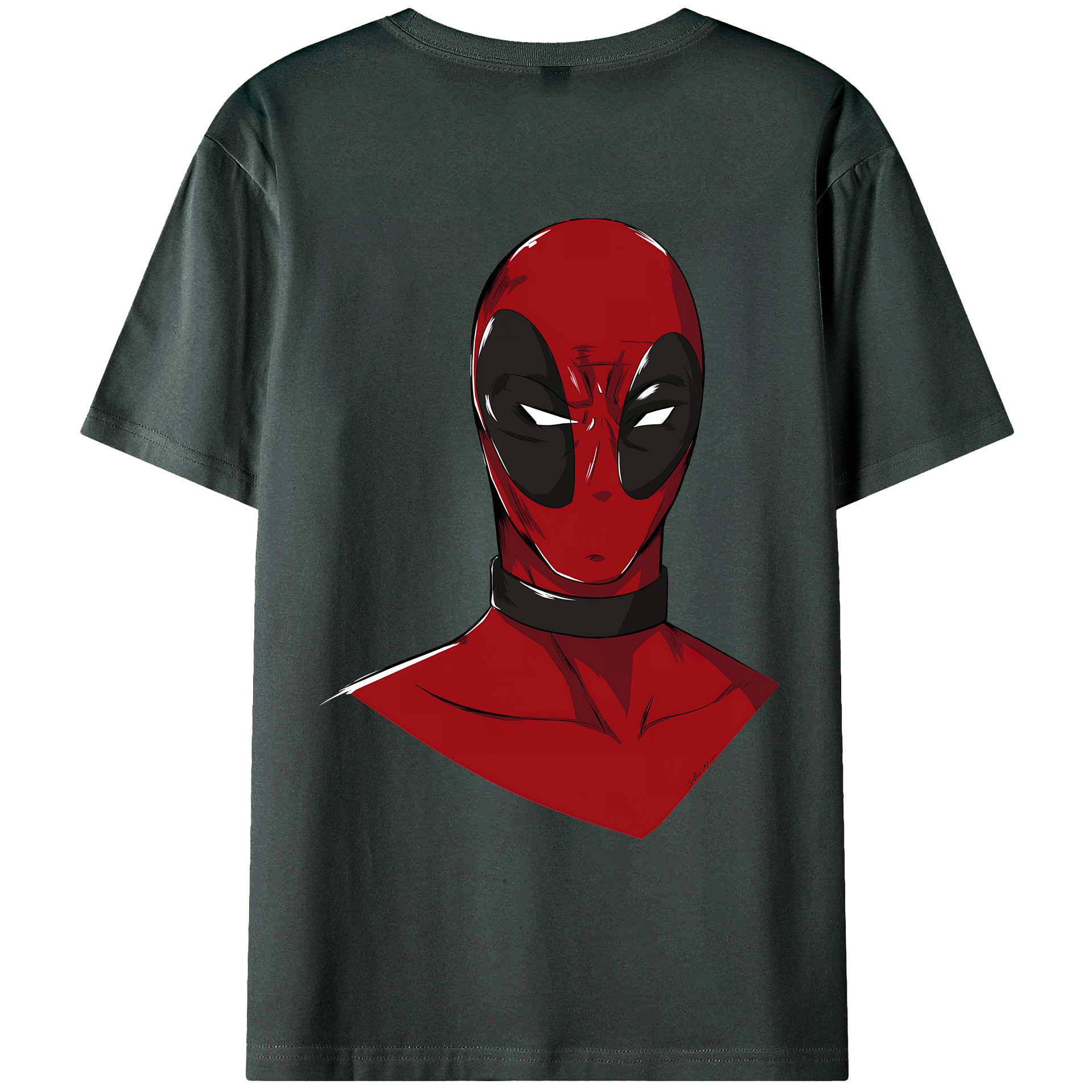 （画像用） Deadpool デッドプール 綿100％ メンズ半袖Tシャツ（バックプリント） 通気性